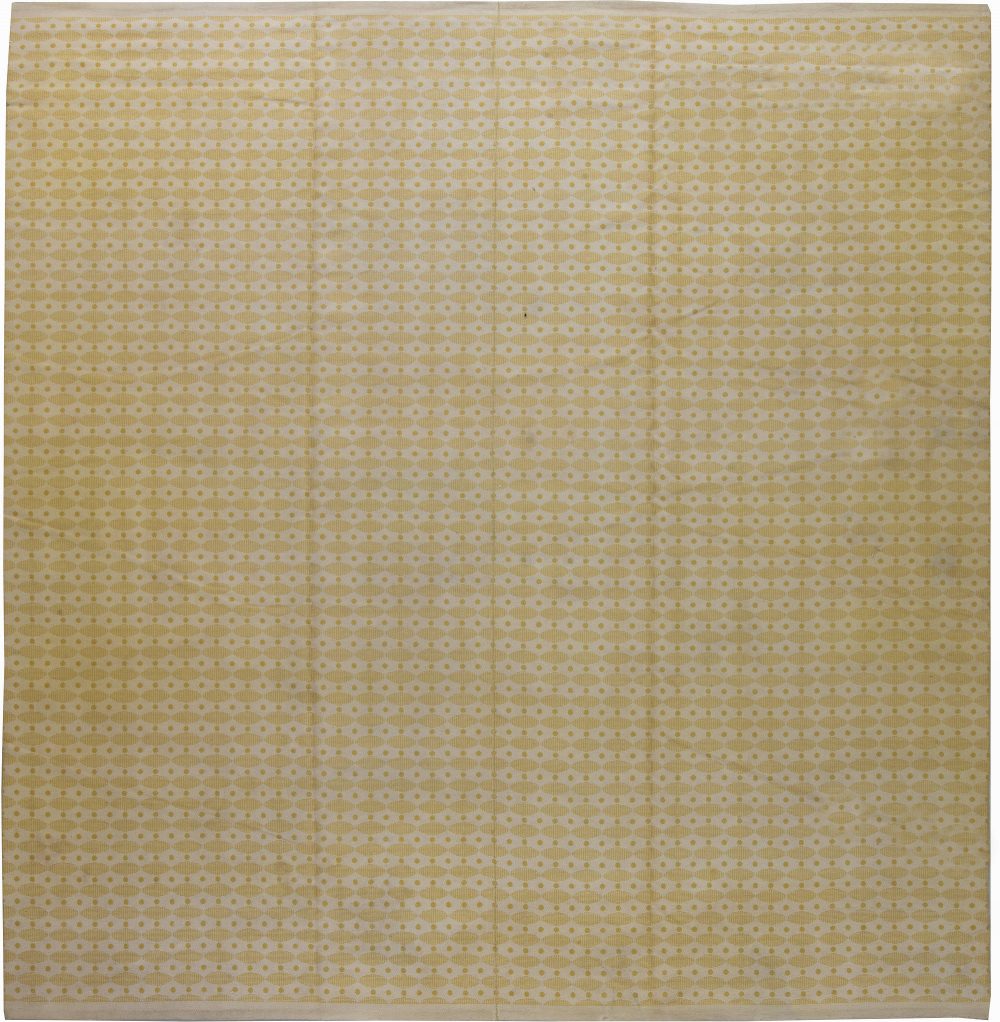 Midcentury Swedish Flat-Weave Rug in Ivory and Straw Yellow BB6226
