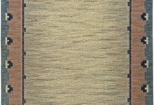 Swedish Midcentury Light Gray, Blue and Pink Handwoven Wool Rug by “ABJ” BB5811