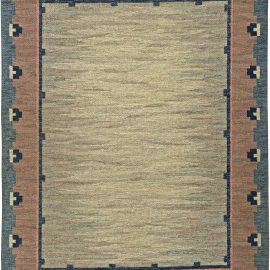 Mid-Century Scandinavian Geometric Warm Tan Flatweave Wool Carpet By “Abj” BB5811