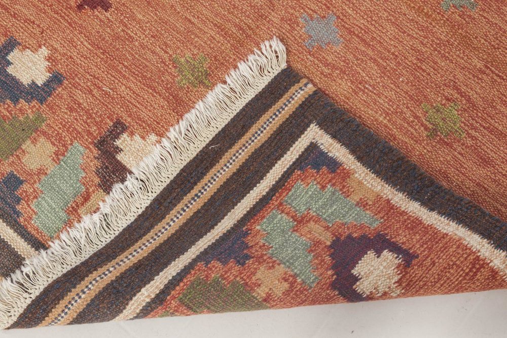 Vintage Swedish Flat Weave Rug Signed by Anna Johanna Angstrom BB6550