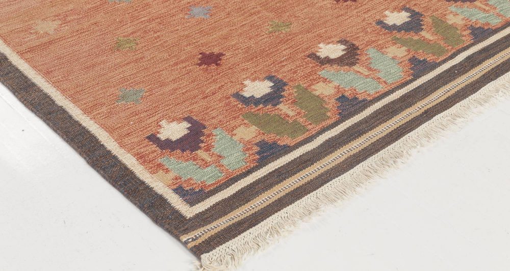 Vintage Swedish Flat Weave Rug Signed by Anna Johanna Angstrom BB6550