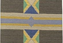 Mid-century Swedish Blue, Yellow, Brown and Green Flat-Weave Wool Rug BB5826