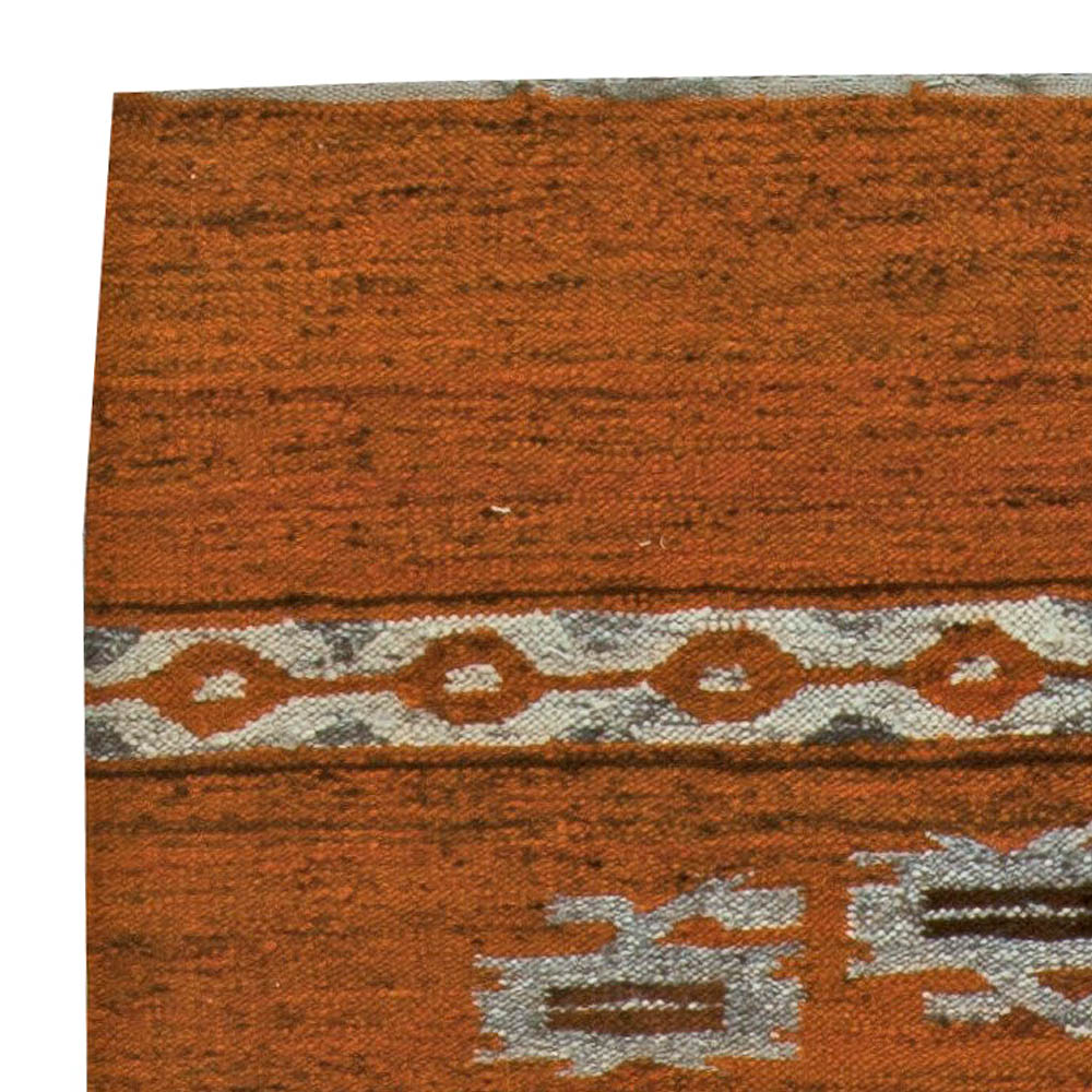High-quality Mid-20th century Swedish Brown Flat-Weave Wool Rug BB5905