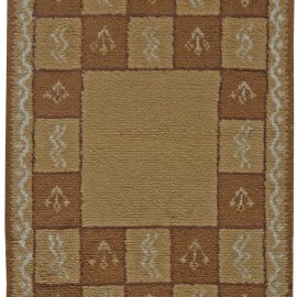 Scandinavian Mid-Century Geometric Ivory Flatweave Wool Rug Checkerboard BB5501