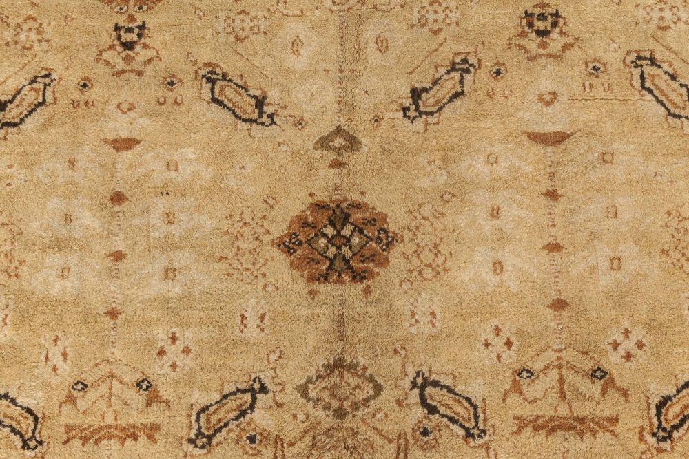 19th Century Indian Agra Beige and Brown Rug (Size Adjusted) BB6648