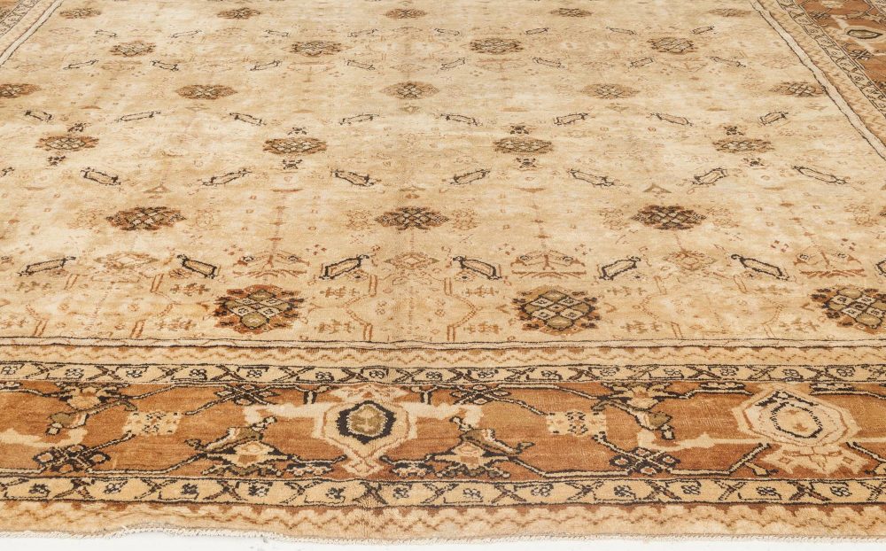 19th Century Indian Agra Beige and Brown Rug (Size Adjusted) BB6648