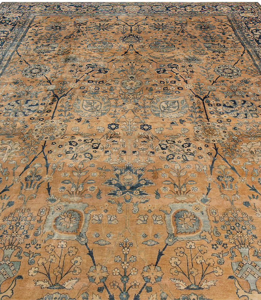 Authentic 19th Century Persian Kirman Handmade Wool Carpet BB6742