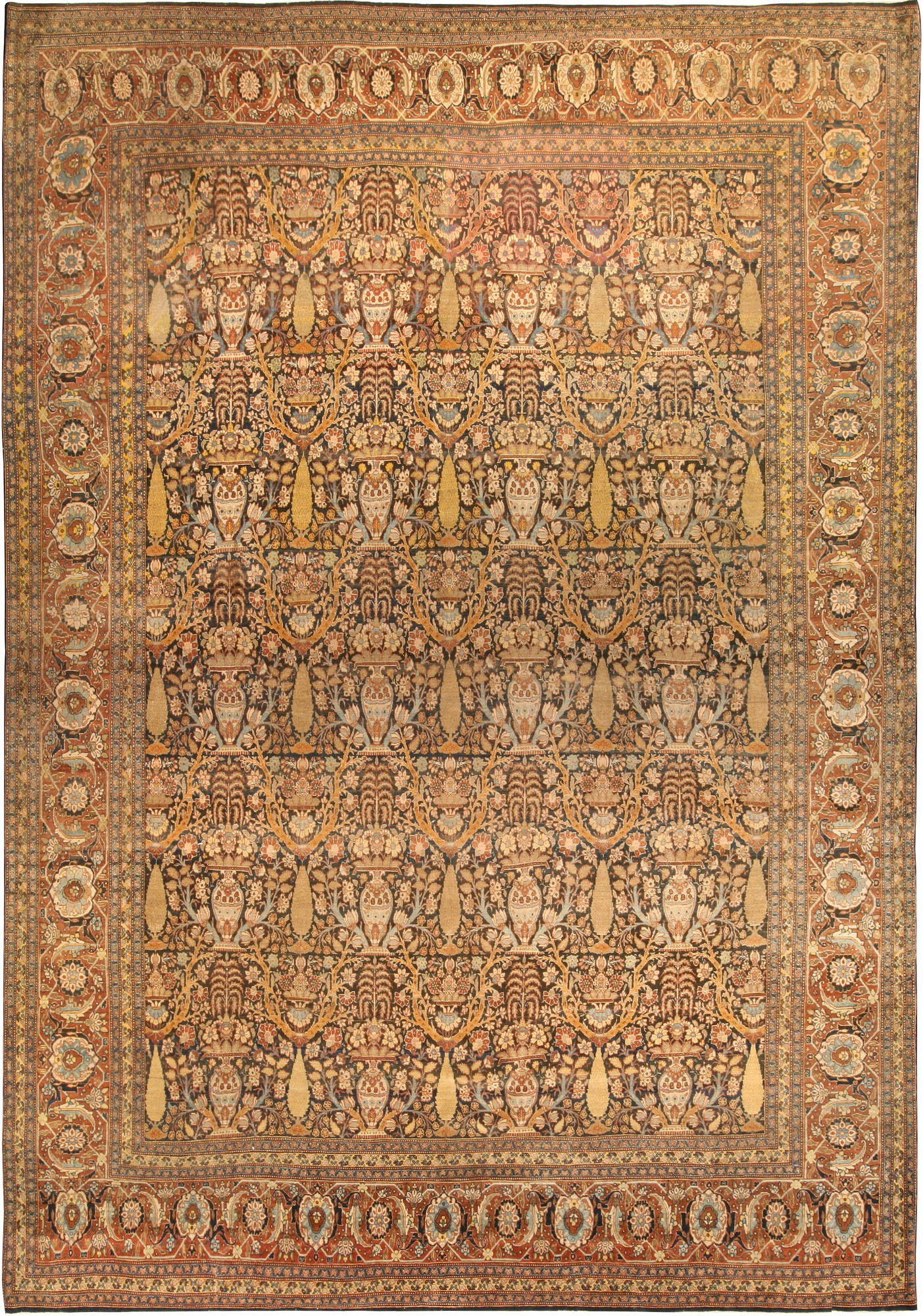 Fine Antique Persian Tabriz Handmade Wool Rug BB6761