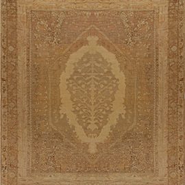 Oversized Antique Turkish Ghiordes Brown Handmade Wool Rug BB6810