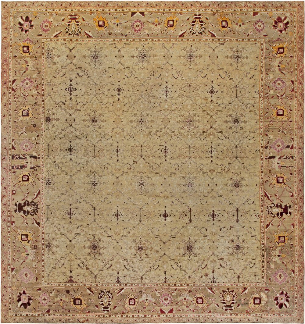 19th Century Indian Agra Handwoven Wool Rug BB6807