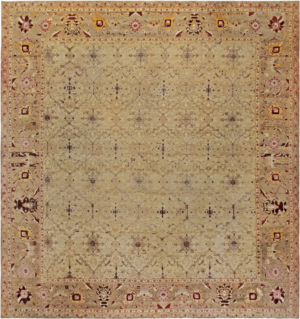 19th Century Indian Agra Handwoven Wool Rug BB6807