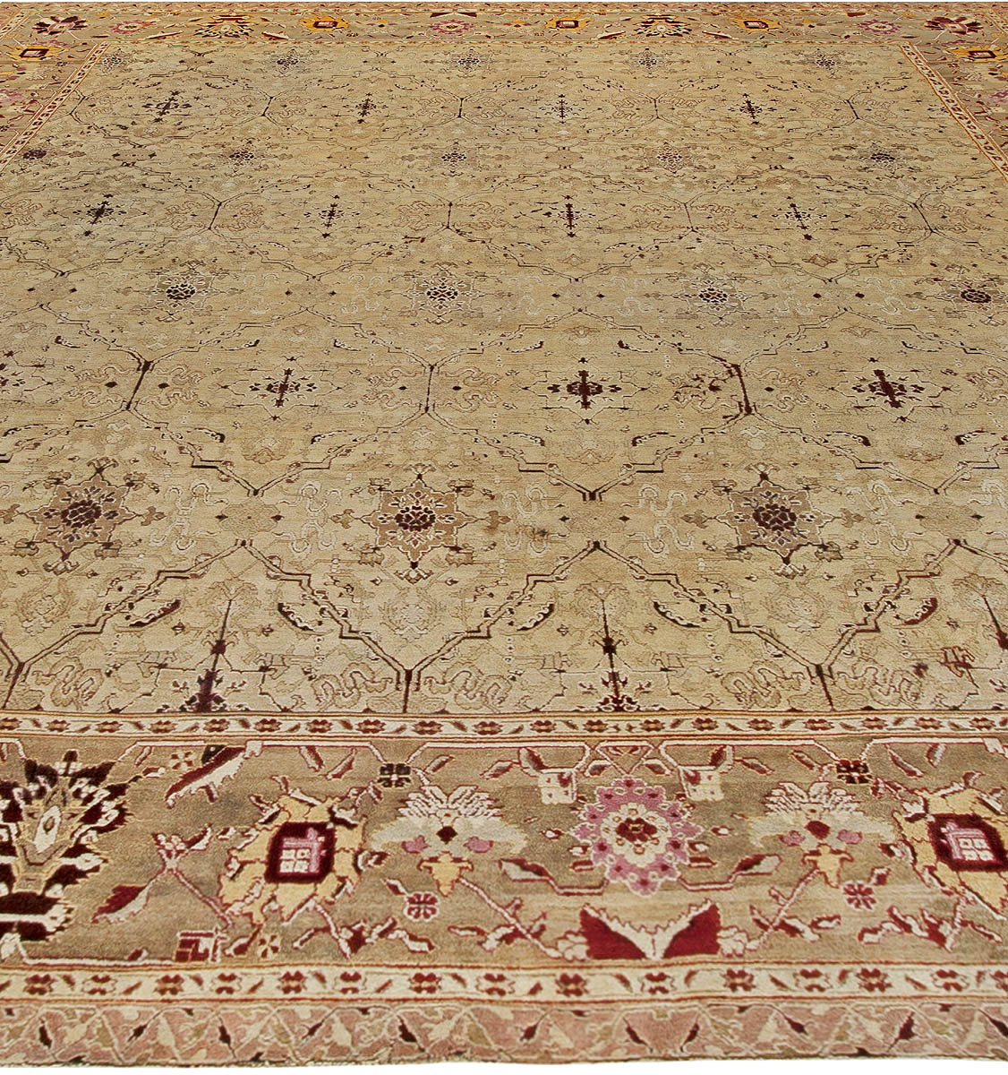 19th Century Indian Agra Handwoven Wool Rug BB6807