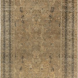 Kirman Persian Antique Allover Warm Tan Hand-Knotted Wool Rug – Circa 1880 BB6767