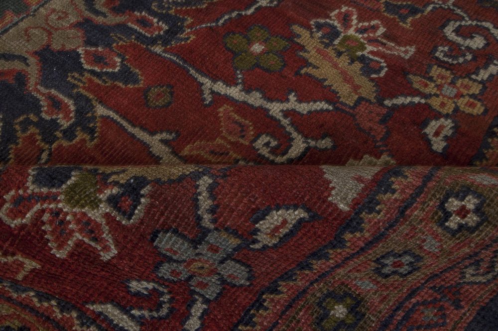 19th Century Persian Sultanabad Red Botanical Handmade Carpet BB6711