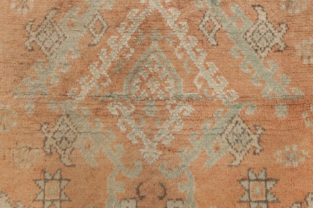 Antique Turkish Oushak Salmon & Light Gray Rug BB6897