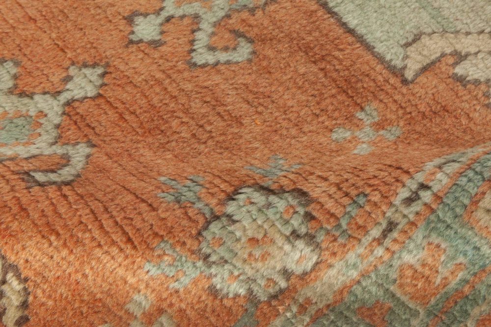 Antique Turkish Oushak Salmon & Light Gray Rug BB6897