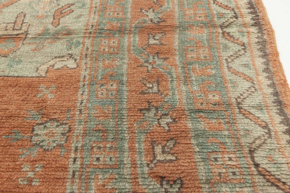 Antique Turkish Oushak Salmon & Light Gray Rug BB6897