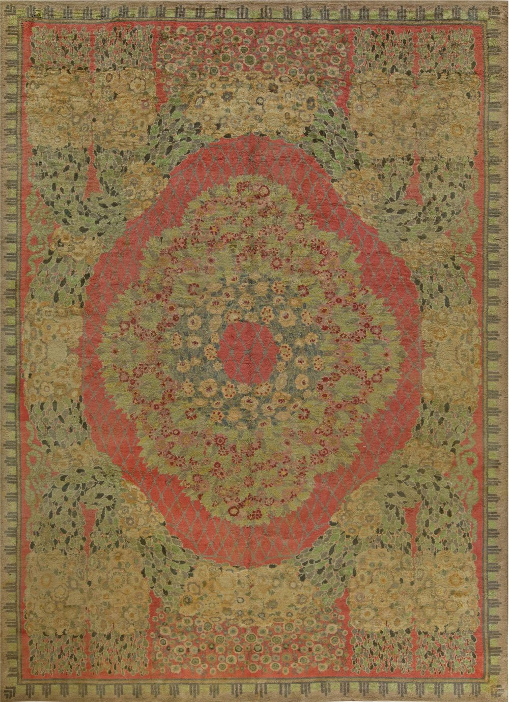 Vintage French Art Deco Handwoven Wool Rug by Paul Follot BB6824
