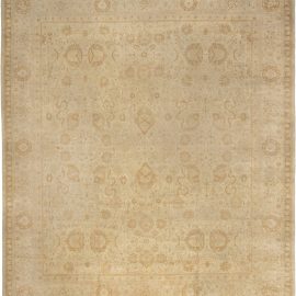 Amritsar Indian Antique Allover Warm Tan With Light Beige Hand-Knotted Wool Carpet – Circa 1880 BB6593
