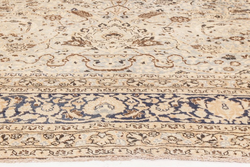 Antique Persian Meshad Rug Celadon and Midnight Blue Handwoven Wool Rug BB6611