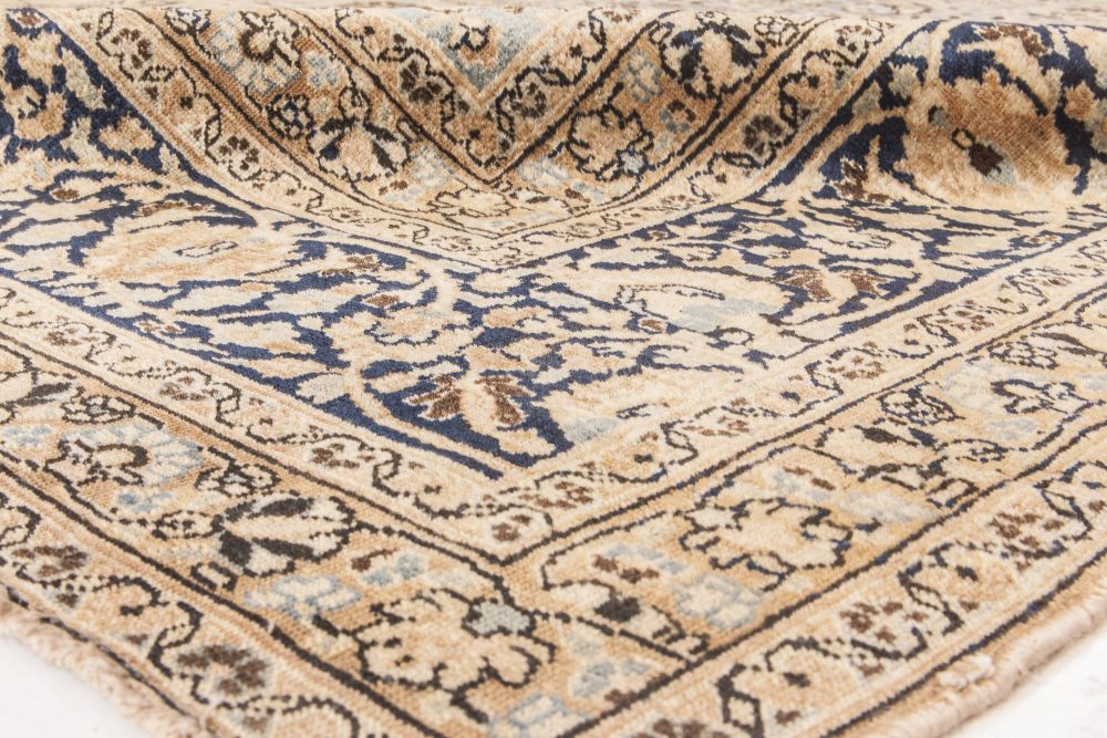 Antique Persian Meshad Rug Celadon and Midnight Blue Handwoven Wool Rug BB6611