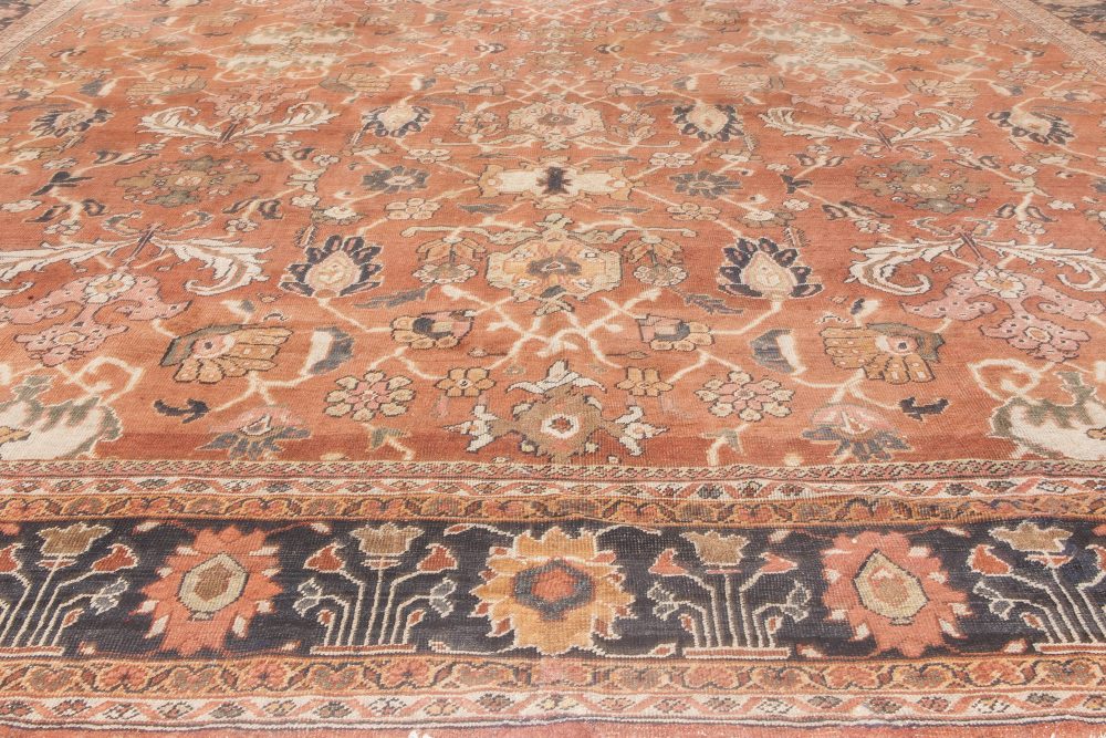 Antique Persian Sultanabad Cinnamon & Navy Blue Handwoven Carpet BB6597