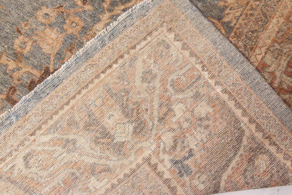 Antique Persian Indigo and Beige Handwoven Wool Sultanabad Rug BB6861