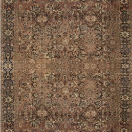 Antique Sultanabad Persian Floral Allover Warm Tan Hand-Knotted Wool Rug – Circa 1900 BB6598