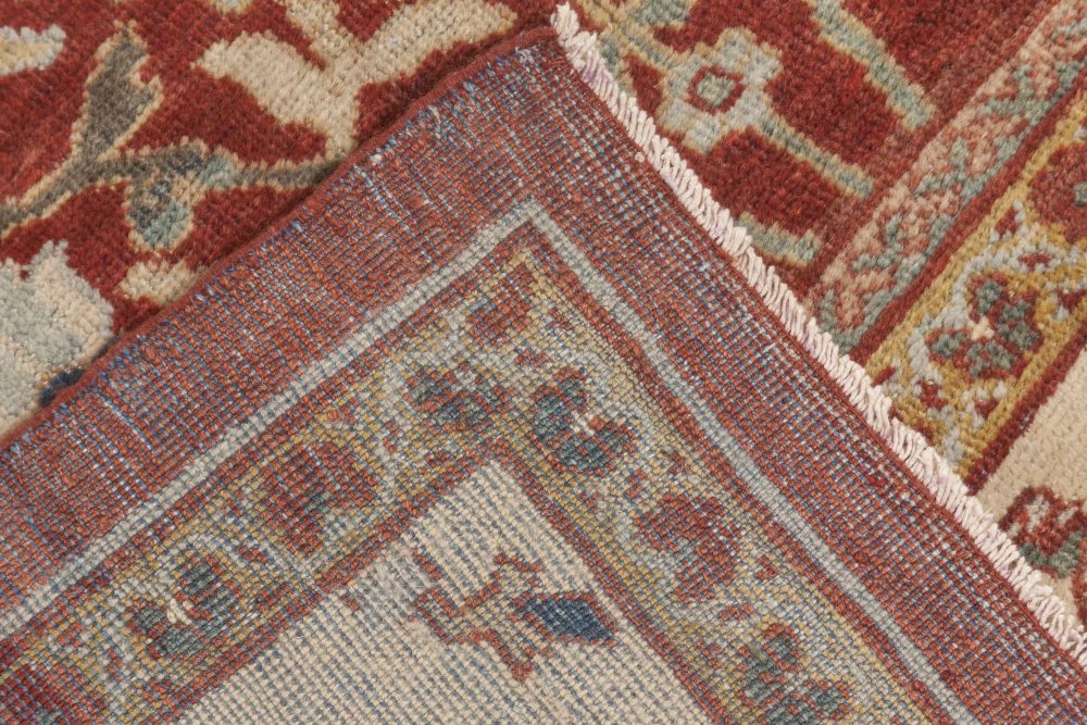 Antique Persian Sultanabad Red, White and Blue Handwoven Wool Rug BB6899