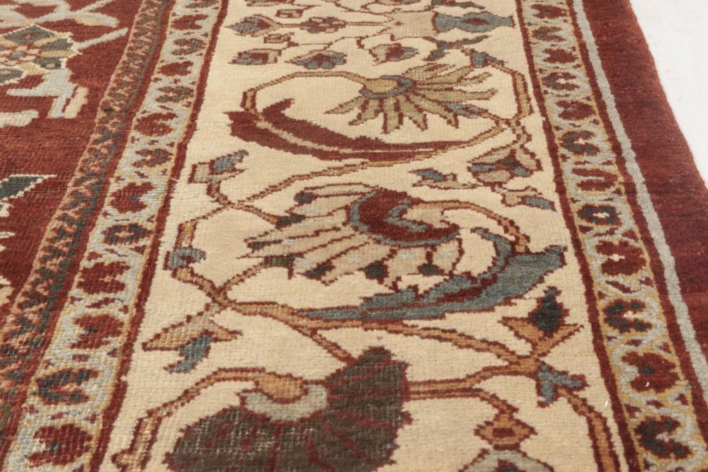 Antique Persian Sultanabad Red, White and Blue Handwoven Wool Rug BB6899