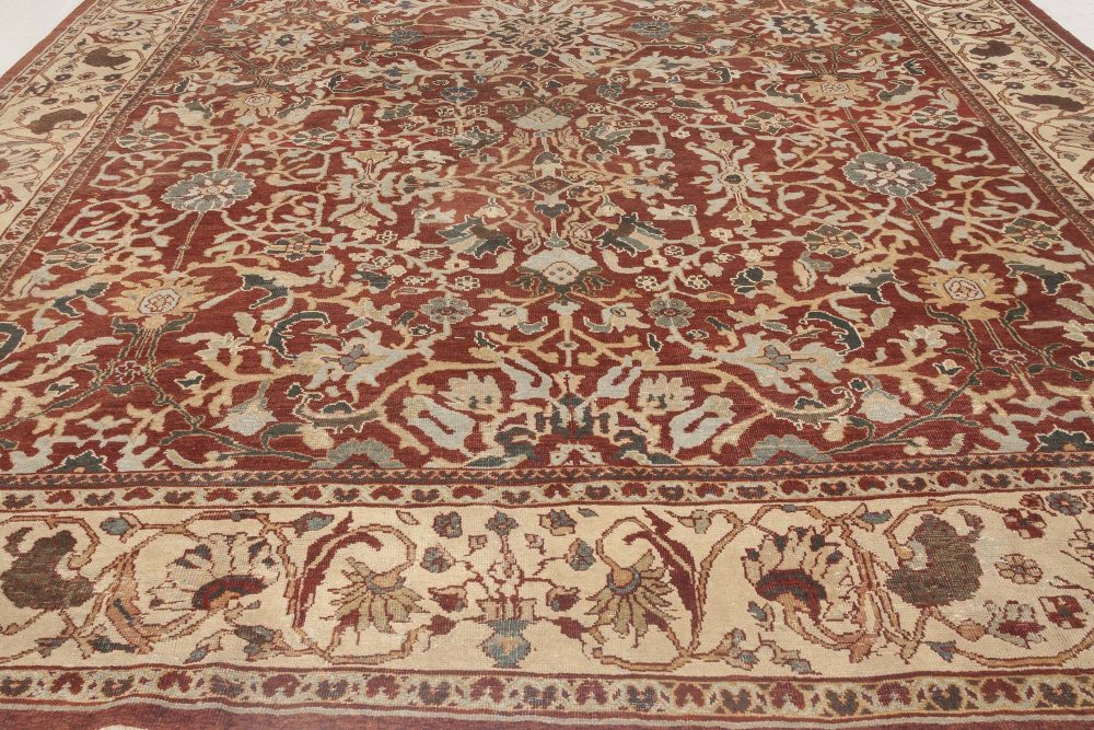 Antique Persian Sultanabad Red, White and Blue Handwoven Wool Rug BB6899