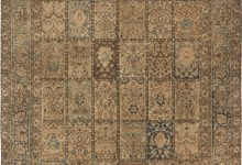 Antique Persian Tabriz Sandy Beige, Brown and Blue Hand Knotted Carpet BB6612