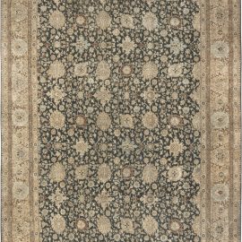 Antique Tabriz Persian Allover Floral Light Beige Hand-Knotted Wool Rug – Circa 1880 BB6610
