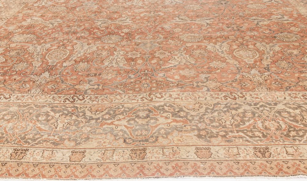 Antique Persian Tabriz Taupe, Camel and Red Handmade Wool Rug BB6592