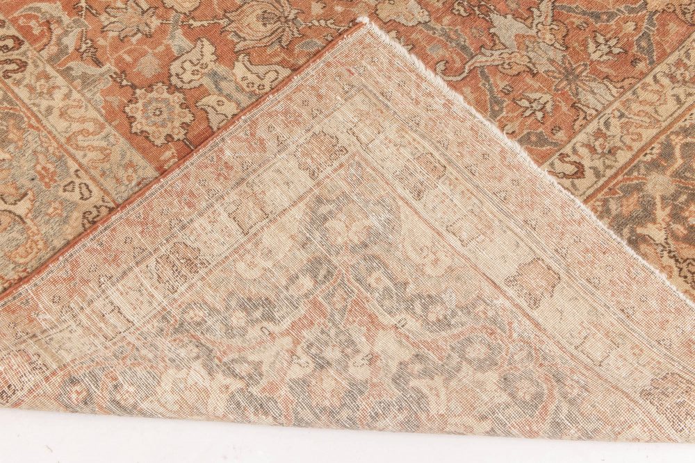 Antique Persian Tabriz Taupe, Camel and Red Handmade Wool Rug BB6592