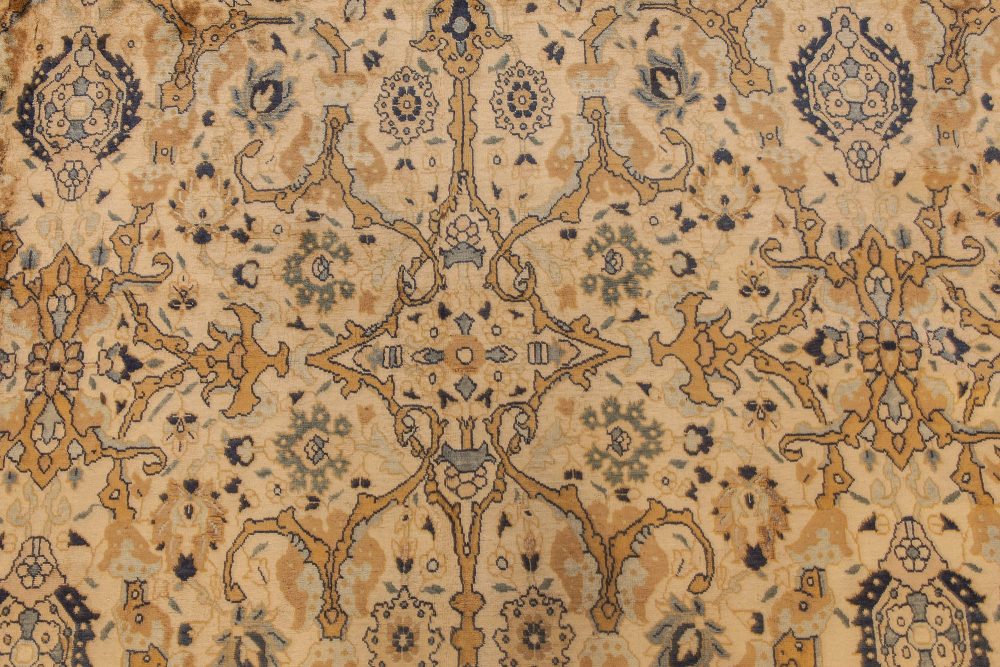 Antique Persian Tabriz Beige Handwoven Wool Rug BB6604
