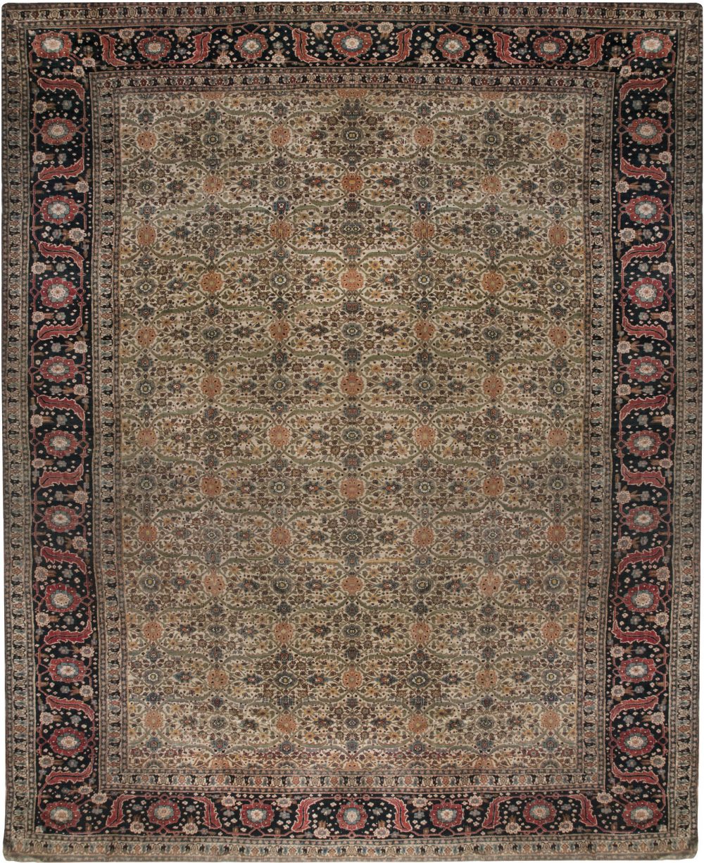 19th Century Persian Tabriz Hand Knotted Wool Rug BB6585