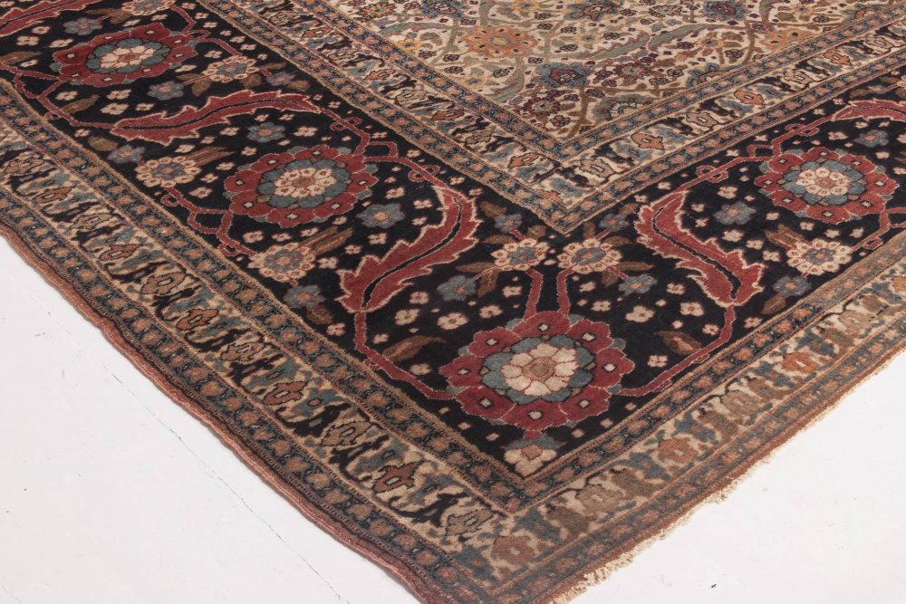 19th Century Persian Tabriz Hand Knotted Wool Rug BB6585