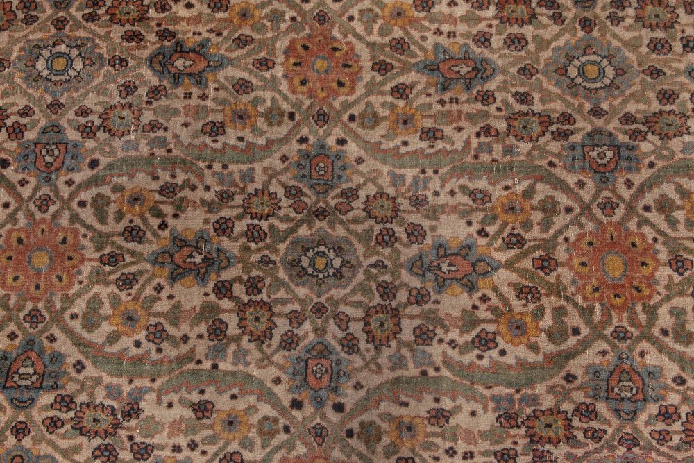 19th Century Persian Tabriz Hand Knotted Wool Rug BB6585