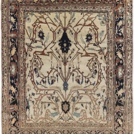 Tabriz Persian Antique Allover Soft Beige Hand-Knotted Wool Carpet – Circa 1870 BB6898