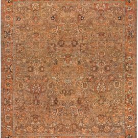 Amritsar Indian Antique Allover Floral Classic Taupe Hand-Knotted Wool Rug – Circa 1890 BB6675