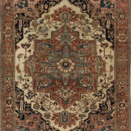 Rusty, Beige, Pale Green and Brown Persian Heriz Carpet BB6847