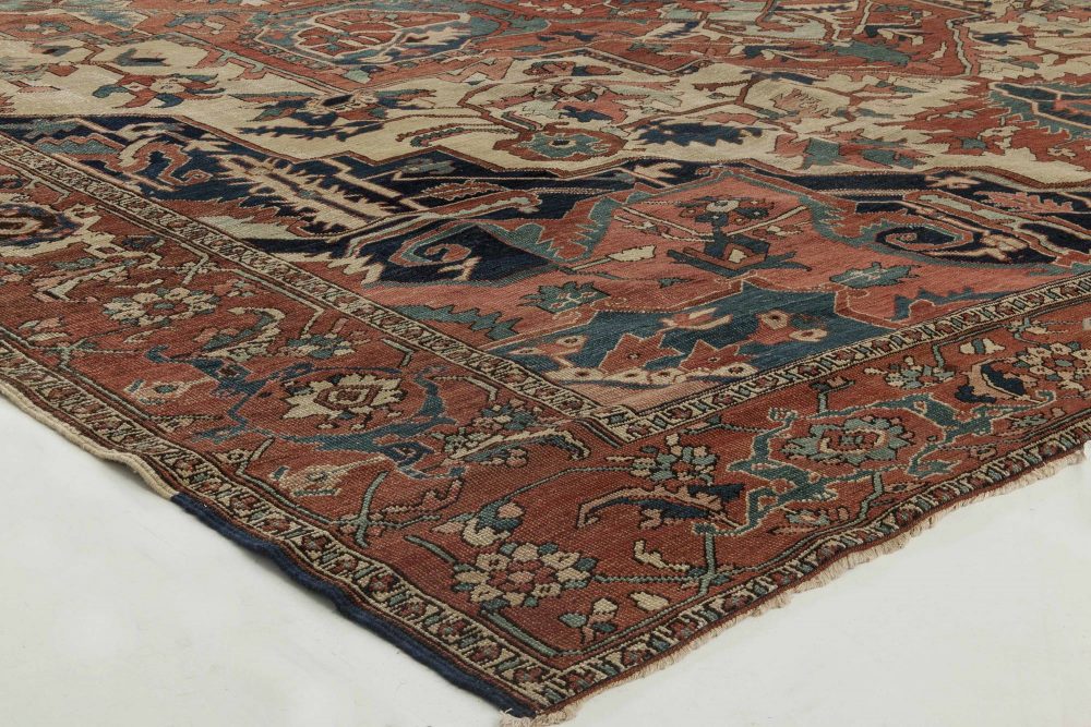 Rusty, Beige, Pale Green and Brown Persian Heriz Carpet BB6847