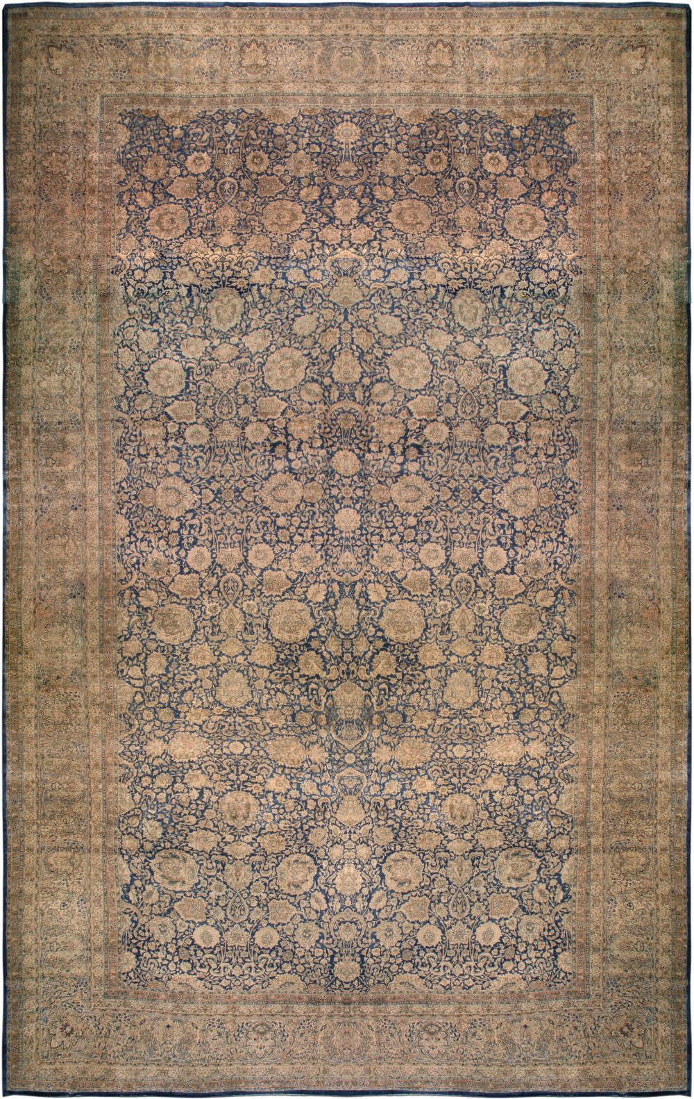 Oversized Authentic 19th Century Persian Kirman Botanic Handmade Wool Rug BB6698