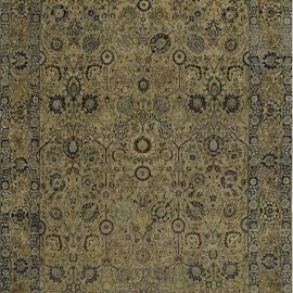 Antique Tabriz Persian Floral Allover Soft Beige Hand-Knotted Wool Rug – Circa 1880 BB6703