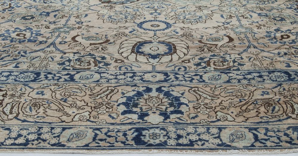 Authentic 19th Century Persian Tabriz Botanic Handmade Wool Carpet BB6703