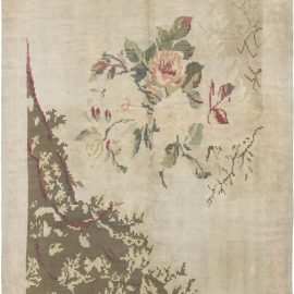 Antique Bessarabian Russian Allover Floral Soft Beige Flatweave Wool Rug – Circa 1920 BB6630