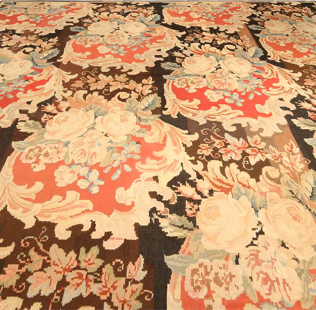 Early 20th Century Bessarabian Floral Bouquets Design Handmade Carpet BB6712