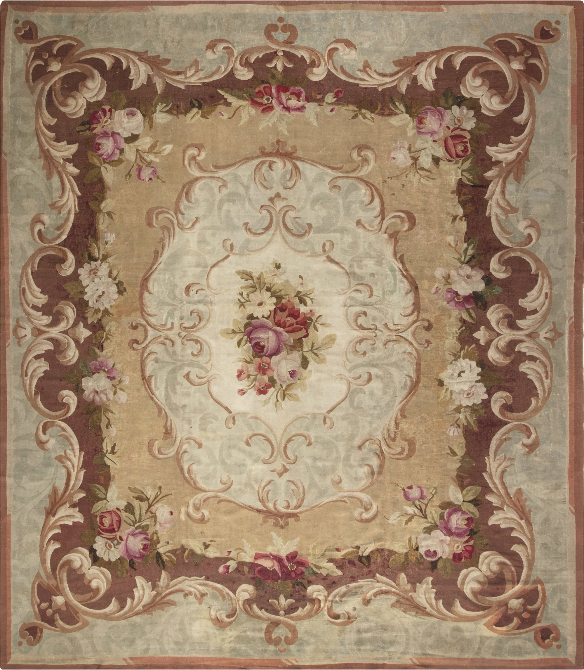 Antique French Aubusson Fl, French Aubusson Rugs