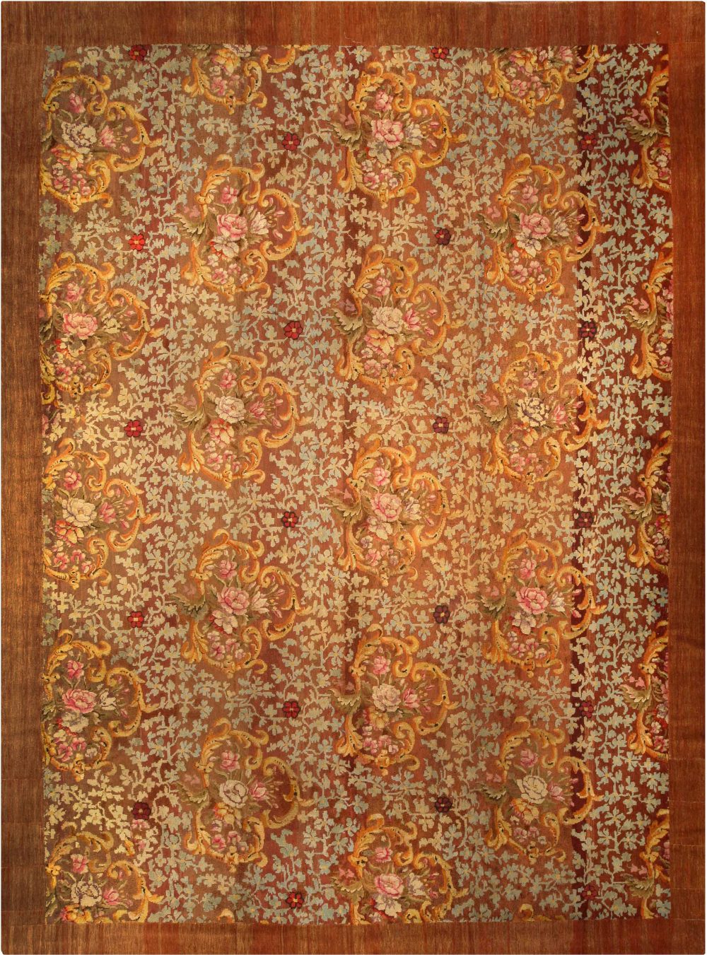 Authentic 19th Century Savonnerie Handmade Wool Rug BB6679
